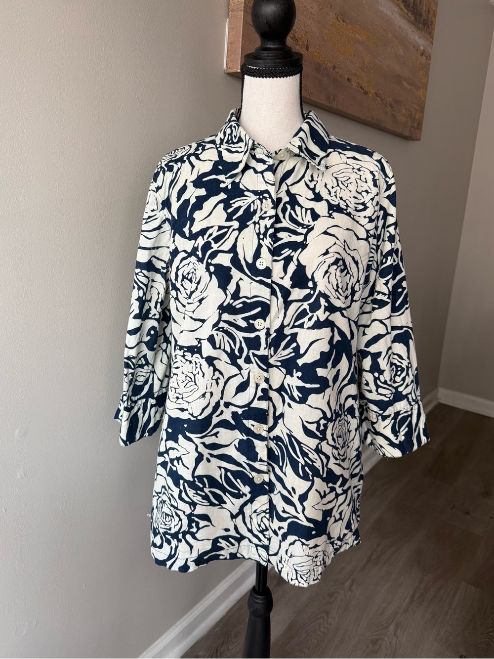 National Cotton Linen Blend Y2K-Inspired Top | Like New